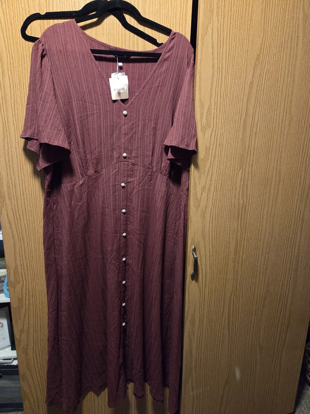 BloomChic Button-Front Maxi Dress in Mauve